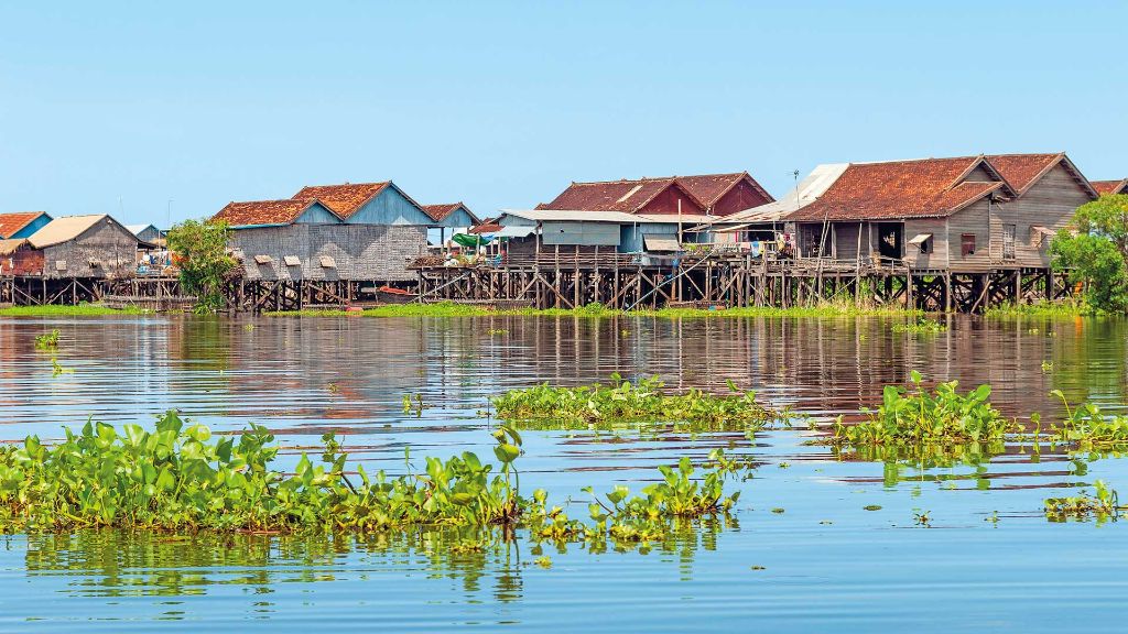 Vietnam und Kambodscha schwimmendes Dorf Kompong Khleang