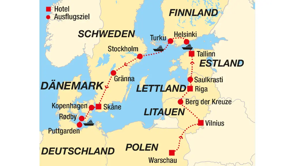 Karte Einmal rund um die Ostsee