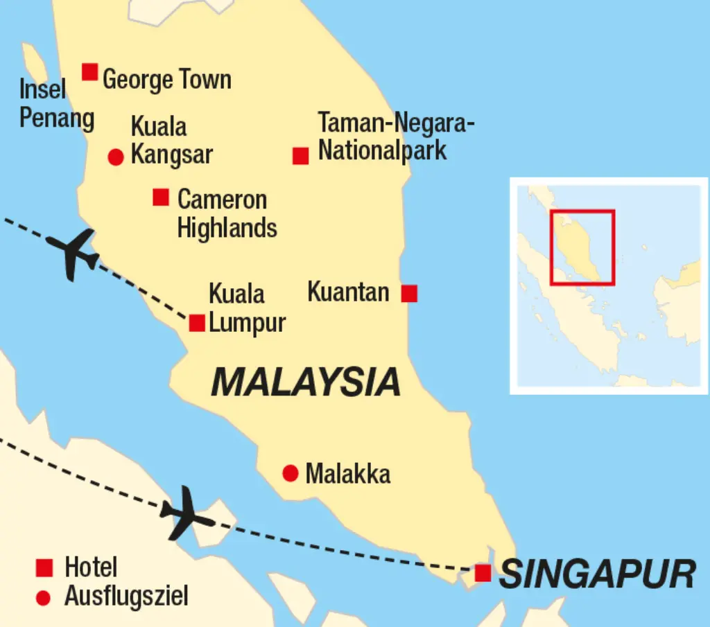 Karte Malaysia-Singapur