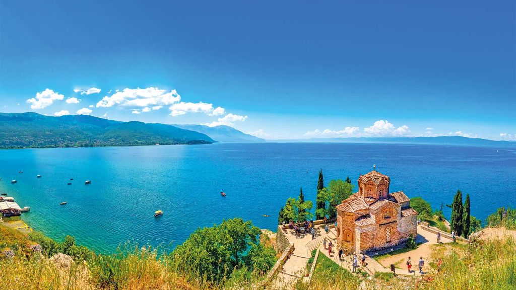 Griechenland, Albanien & Nordmazedonien - Blick über den Ohridsee