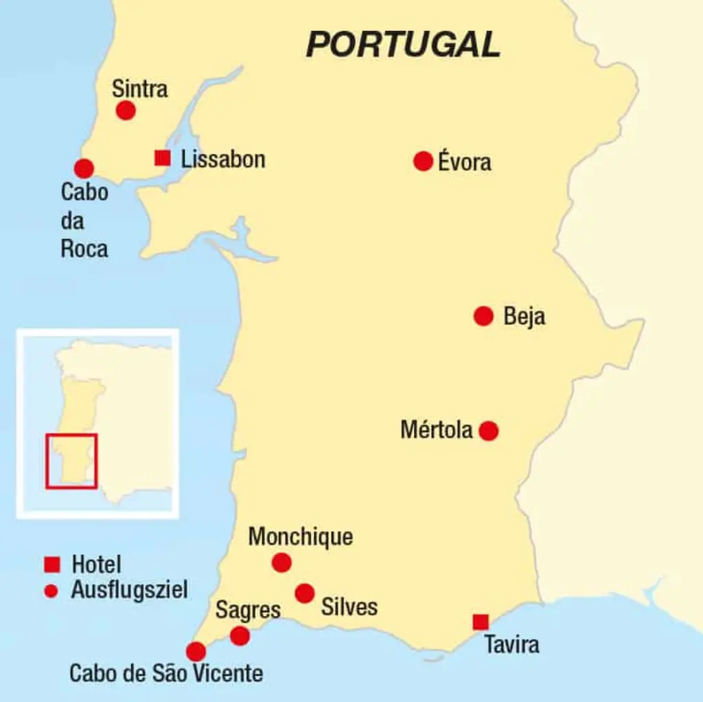 Reiseverlaufskarte-Glanzlichter-Portugals