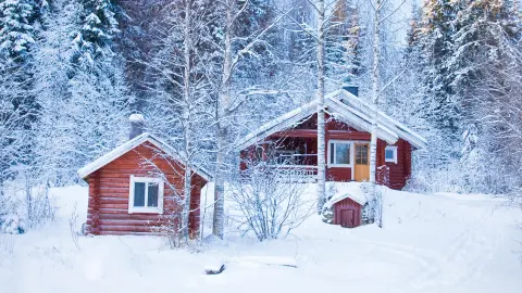 Verschneite finnische Häuser-placeholder