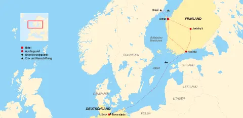 Karte der Finnland Reise mit trendtours-placeholder